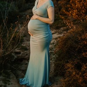 Sage Mermaid Maternity Photo Shoot Dress